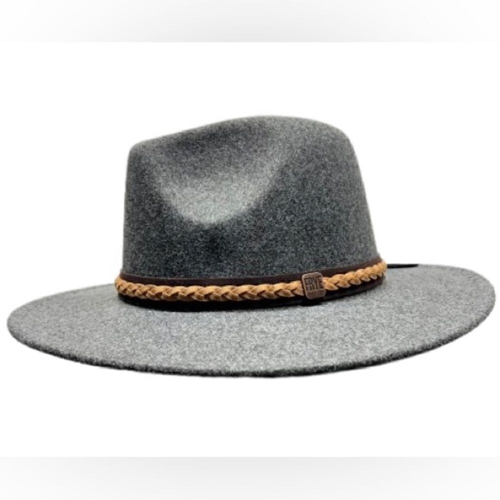 Frye Braided Crown Heather Grey Felt Fedora Hat‎